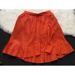 J.Crew Sz 0 NWT Orange Linen Lined Wrap Skirt